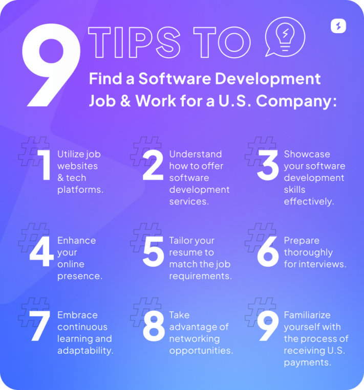 9 tips to find a software development job and work for a U.S. company